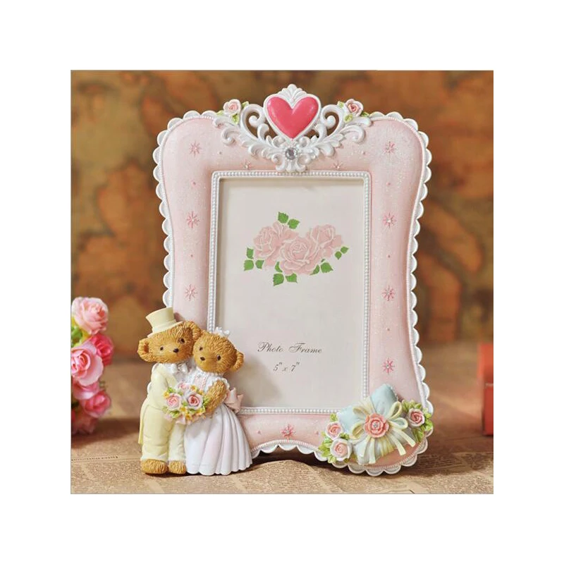 

Europe Retro Vintage Pink Flower Sofa Photo Frame Picture Resin Home Wedding Decoration Gifts Parts Desk Decoration