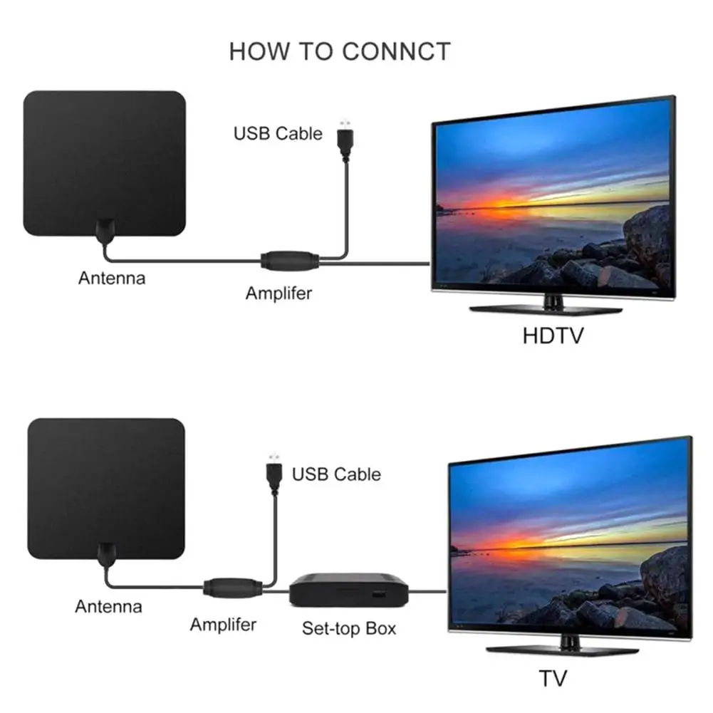 500 миля HDTV цифровая ТВ антенна ATSC HD для помещений UHF/VHF/1080 p 4K усилитель активного
