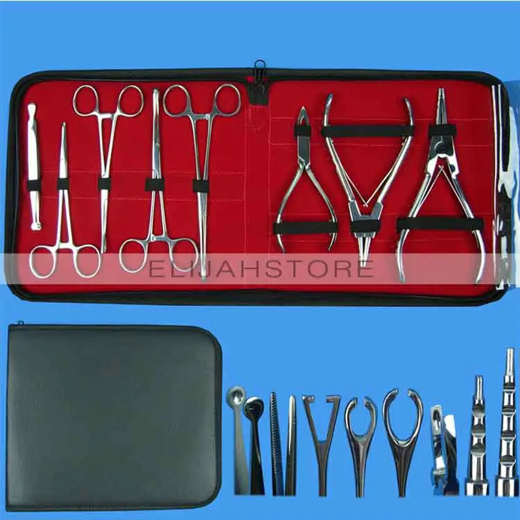 8pcs 316 Stainless Steel Body Piercing Tool Kits for Ear Navel Nose
