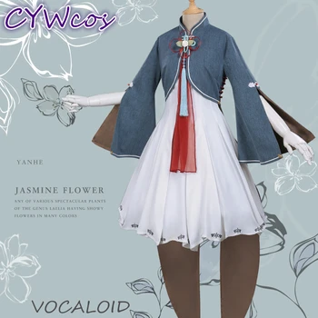 

VOCALOID Vsinger Yan He Anime Cosplay Costume Chinese Style Woman Dress Coat+Dress+Socks+Headdress
