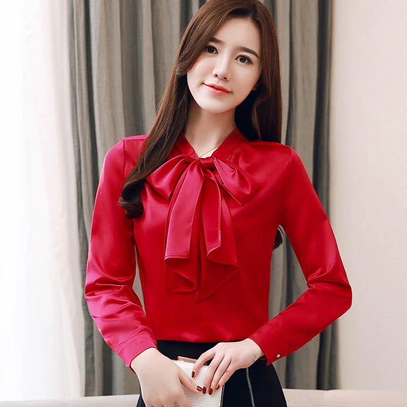 Women Blouses Elegant Women Silk Blouses Shirts Blusas Mujer De Moda 2019 Korean Woman Satin Blouse Shirt Plus Size Women Shirts
