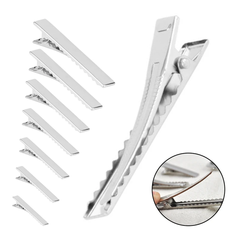 

Small Medium Large Hair Clips Silver Lot Crocodile Alligator Bow Blank