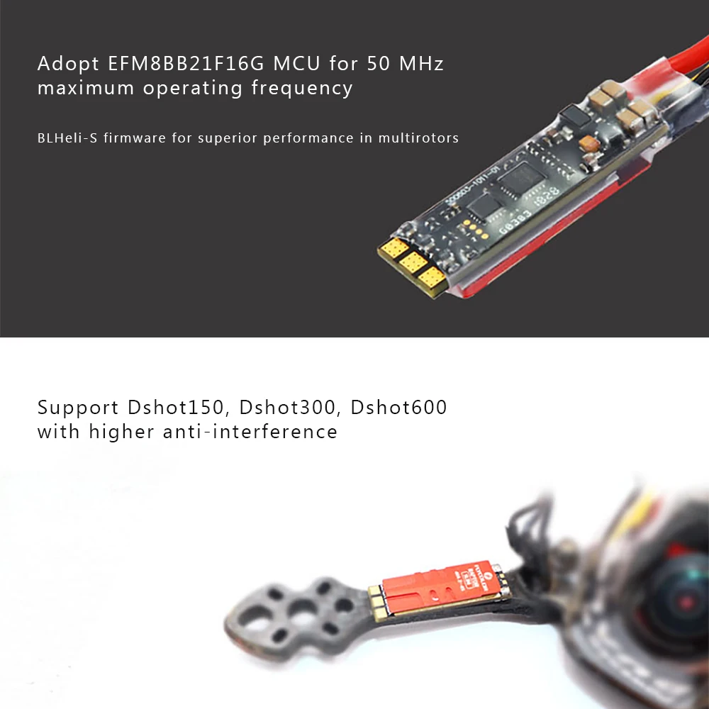 

Flycolor Raptor Slim 40A 2-4S BLHeli-S ESC 3 in 1 driver IC Dshot600 35*10*7mm Mini size cooling fin 10mm Arm Racing Drone RC