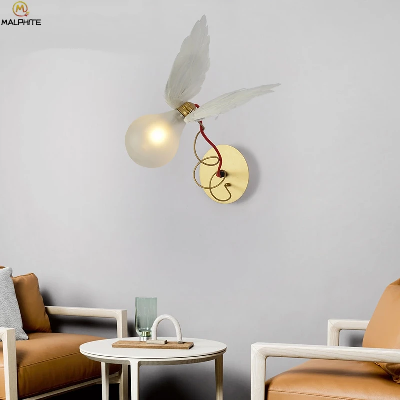 Nordic Angel Feather LED Wall Lamp LED Copper Wire Winding Adjustable Wall Light Restaurant industr - 32904743660