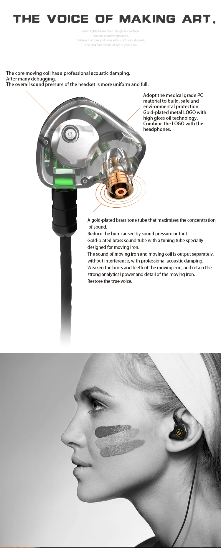 BGVP DS1 наушники с шумоподавлением Hifi DJ Hybrid technology In Ear Monitor High Fidelity MMCX наушники