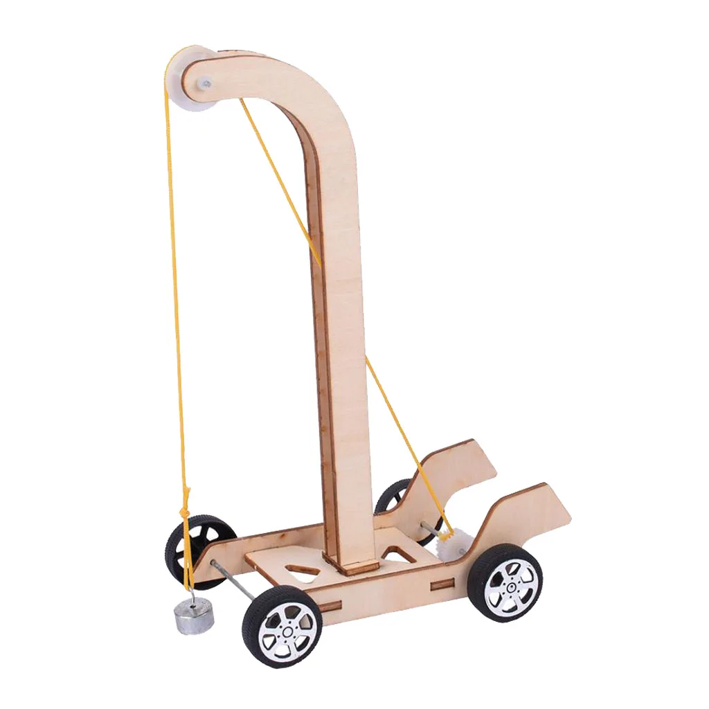 Wooden DIY Educational Science Gravity Car Toy Experiment Kits for Kids Students School Teaching Supplies