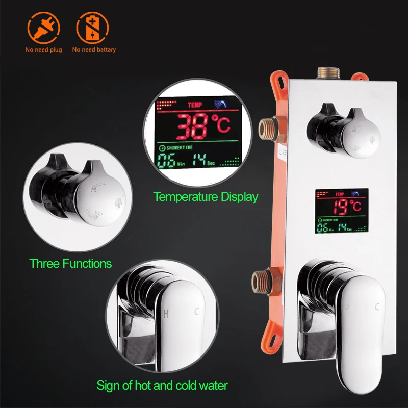 ﻿Buy Digital wall mounted 2 or 3 way shower mixer valve control with