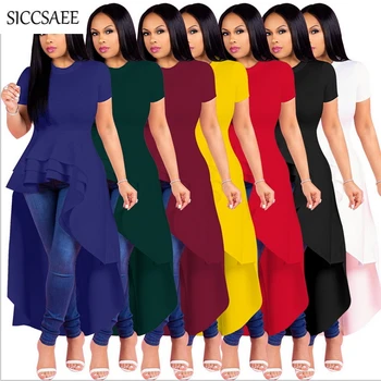 

Maxi Tshirt Dress Asymmetrical Long Ropa Mujer Plus Size Clothing Cascading Ruffles Swing Dresses S-6XL Oversized Bestidos Cute