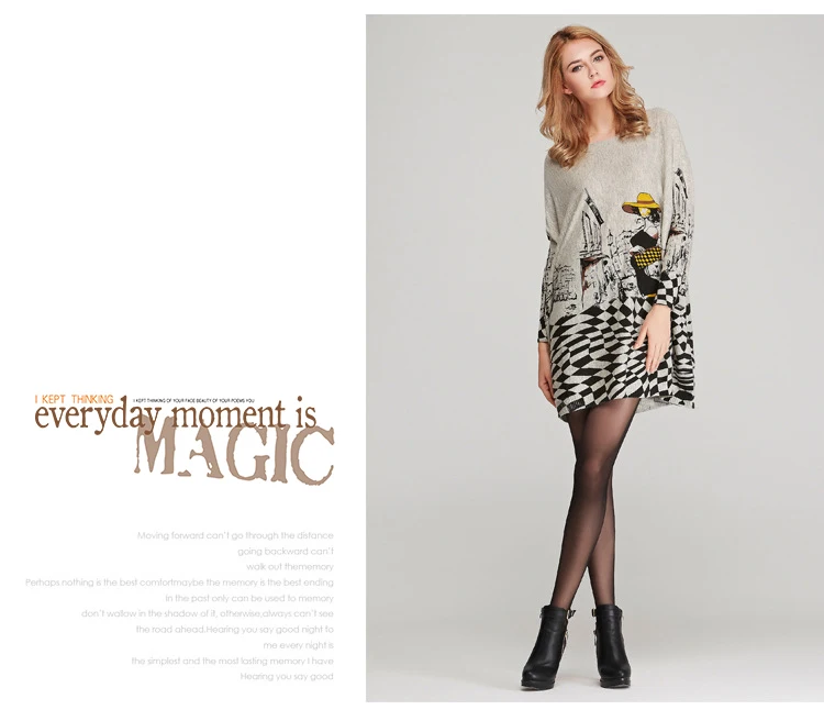 Autumn new European and American women fat mm large size sweater loose was large size printed pullover women (5)