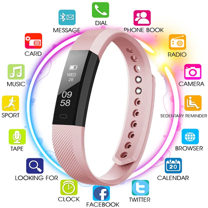 

Fitness Tracker Smart Bracelet ID115 Veryfit APP Bluetooth Band Activity Monitor Alarm Clock Sports Wristband for IOS Android