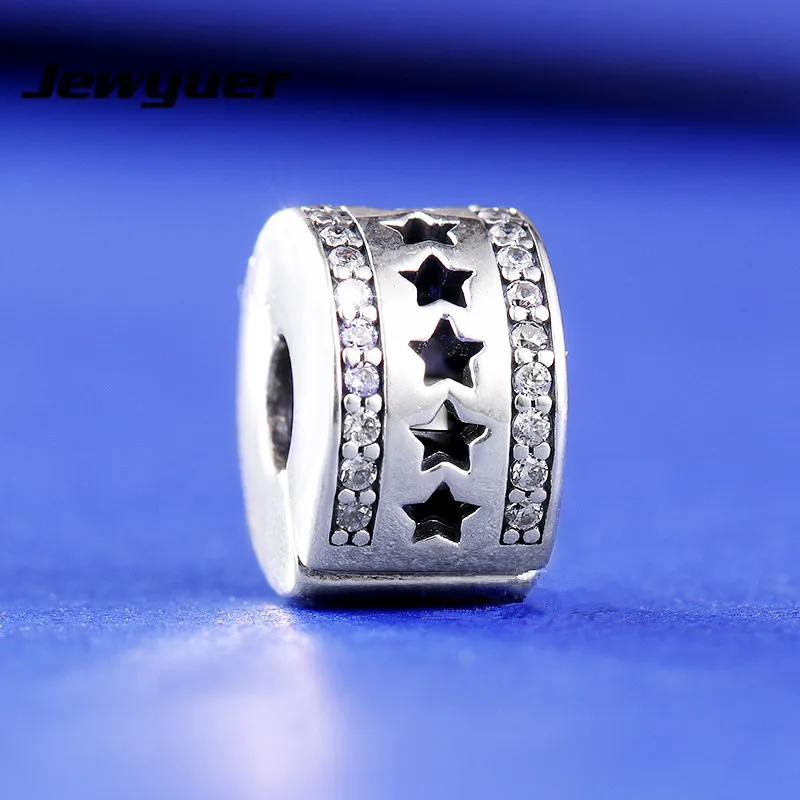 

2017 New Winter collection Stars Clip Charms 925 sterling silver fine jewelry fit bead bracelets DIY gift for Christmas KT086