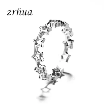 

ZRHUA 925 Sterling Silver Color Rings For Women Fashion Hollow Star Rings Party Wedding Fine Jewelry Girls Birthday Gift
