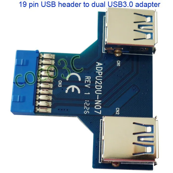 Мини PCIe с 2 портами(стандарт 3,0 порта адаптер USB3.0 Mini PCI-e карта+ женский 19/20-контактный разъем USB заголовок 2 USB3.0 spiltter адаптер