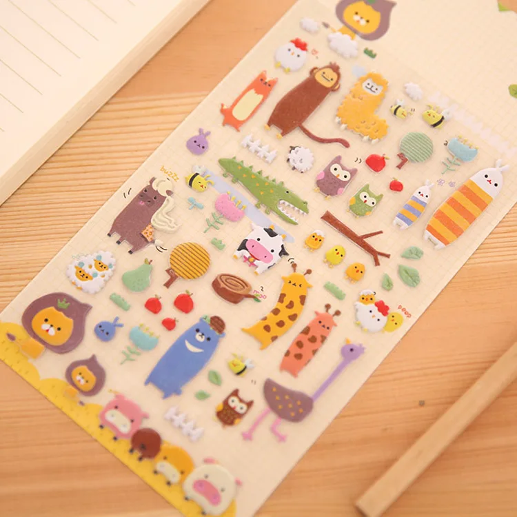 Puffy Sticker Eva Foam Material Cartoon Stickers Animal Scrapbook Sticker Diy Notebook Laptop
