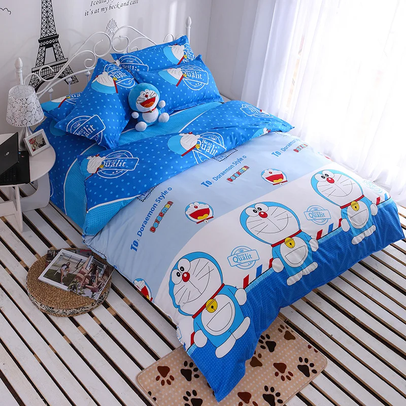Blue Doraemon  Duvet Cover Bed Sheet 3 or 4 Pcs Bedding  