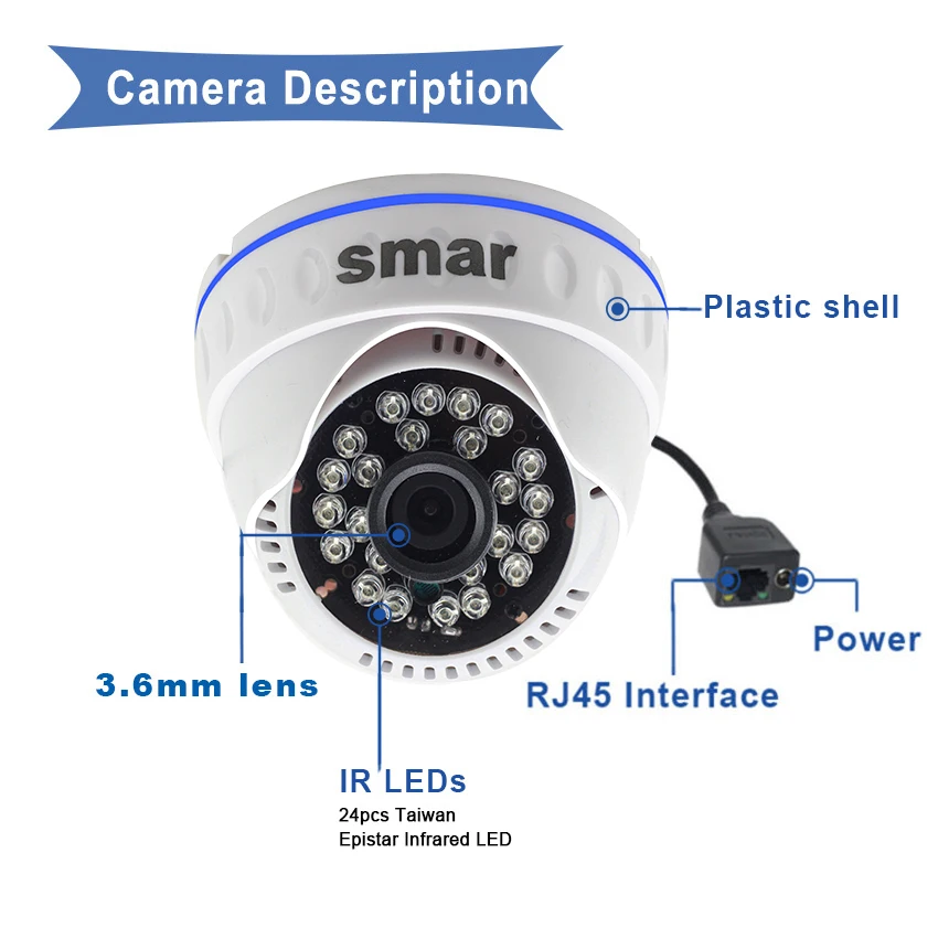  Smar H.264 Dome IP Camera 720P 960P 1080P CCTV Camera Indoor 24 hours Video Surveillance Onvif POE  - 32908489023