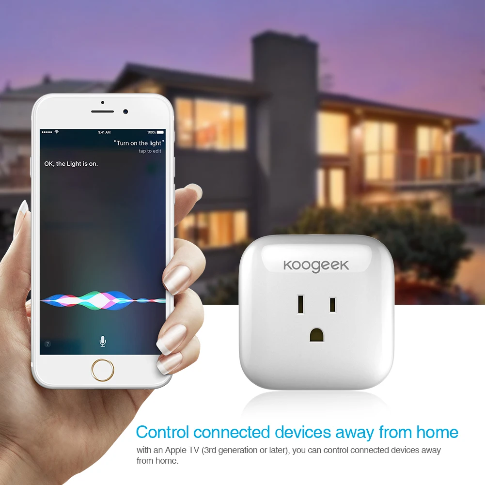 Koogeek Wi-Fi умная розетка работает с Apple HomeKit и Amazon Alexa поддержка голосового управления через Siri или Alexa Home App US Plug