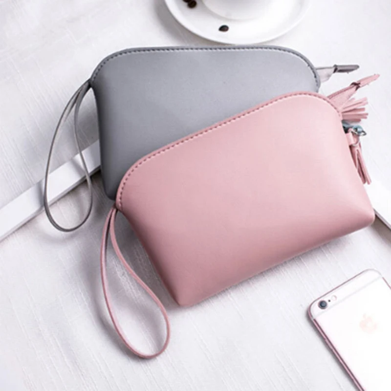 

Solid Simple Men Women Wallets PU Leather Bag Zipper Clutch Coin Purse Phone Wristlet Portable Handbag for Parties Coin Purse
