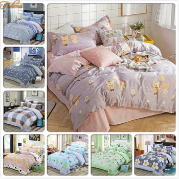 

3/4 pcs Bedding Set New Fashion Soft Cotton Bed Linens Adult Couple Kids Child Student Bedspreads Big Double Size Duvet Cover 2m
