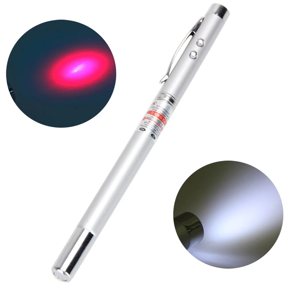4 in 1 Laser Pointer Flashlight Ballpoint Pen Outdoor Camping 4.5V LED
