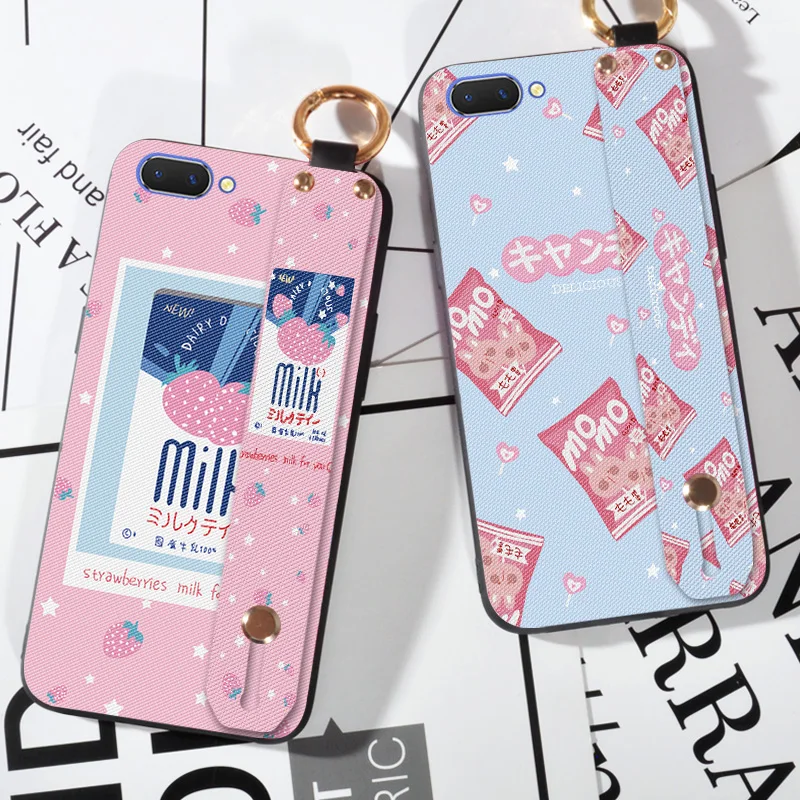 

Soft Silicone Candy Cover Case For OPPO A71 A79 A83 Luxury Wrist Strap Soft Holder Case For OPPO A1 A3 A3S A5 AX5 A7