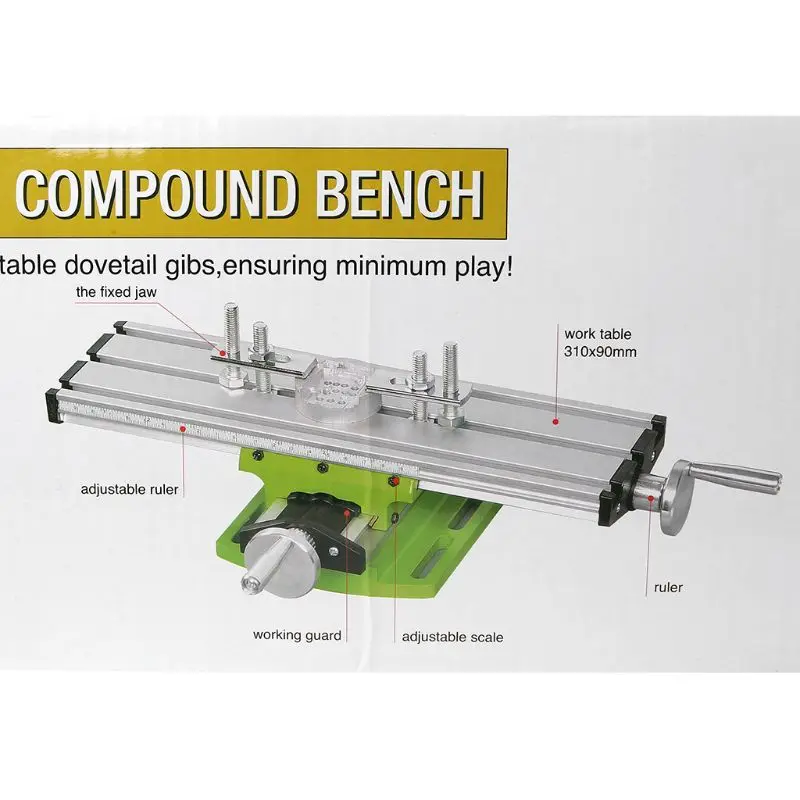 Фрезерный станок, рабочий стол, тиски, портативная комбинированная скамейка, X-Y, 2 оси, крестообразная горка, стол для скамейки, сверлильный пресс, 12,2-3,54 дюйма