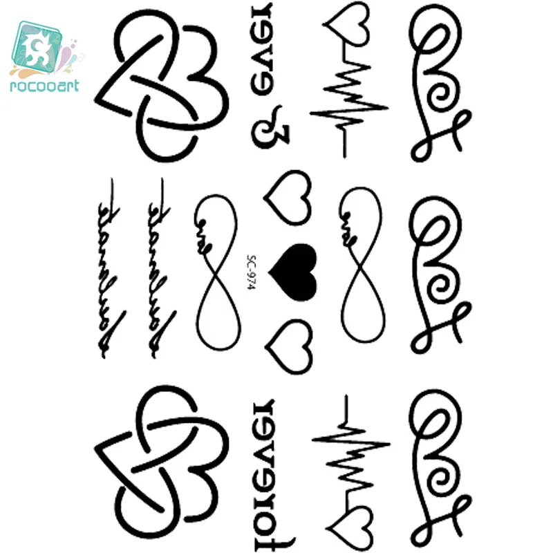 Rocooart SC2974 Taty رسم أسود أبيض قلوب حلوة نقل المياه الجسم الفن المؤقتة لصاقات وشم وهمية Tatoos tatouage Rocooart SC2974 Taty رسم أسود أبيض قلوب حلوة نقل المياه الجسم الفن المؤقتة لصاقات وشم وهمية Tatoos tatouage