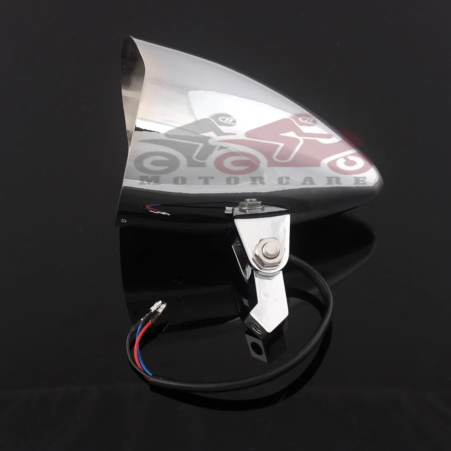 4," Хромированная полностью Металлическая Hi/Low козырек пулевидная фара лампа для Harley Bobber Chopper 10 мм