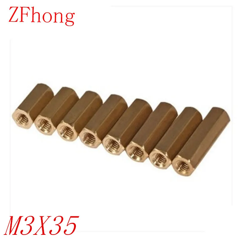 100PCS M3 Brass Hex Standoff M3 x 35 M3*35 Female to female Brass