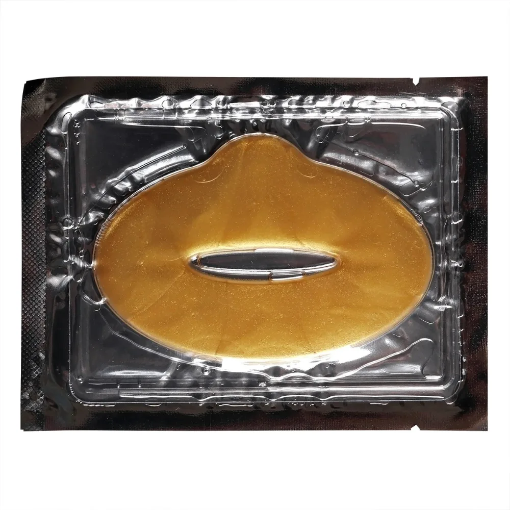 10pcs/lot Gold Powder Crystal Collagen Gel Lip Mask Moisturizing Plump Anti Aging Anti Wrinkles Exfoliating Lip Film Patch