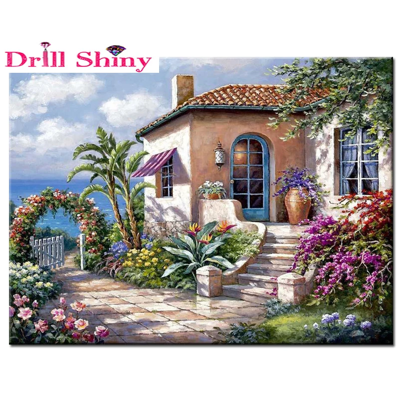 Полностью Алмазная вышивка Марина Вилла пейзаж сделай сам алмазная живопись дом