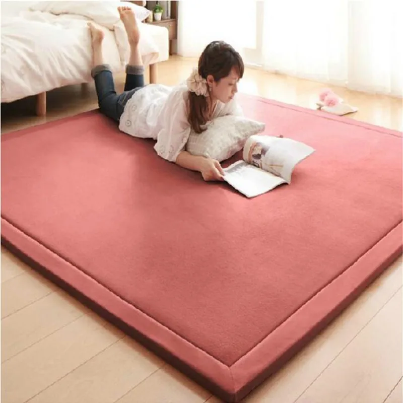 Thick 3CM Coral Fleece Velvet mat bedroom carpet Baby play mat living room bed rug large size Kid mat