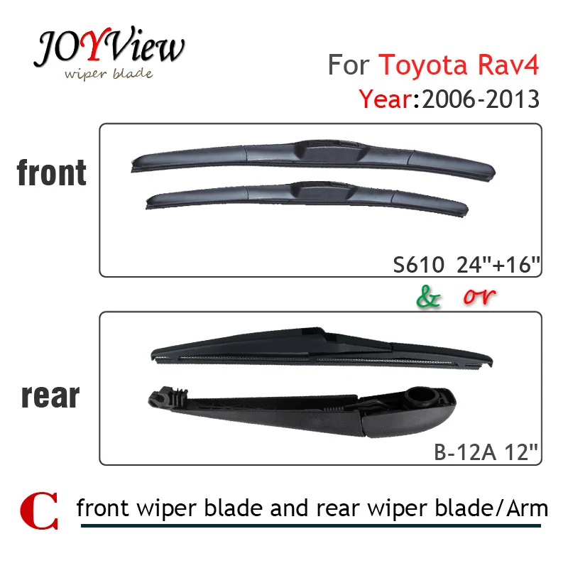 S610 Front Wiper Blade and RearWiper Arm Blade for TOYOTA RAV4(2006