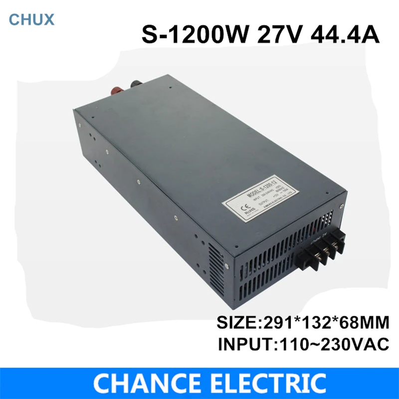 switching power supply 27V 44.4A 1200W 110~220VAC single output input for cnc cctv led light(S-1200W-27V) switching power supply 27V 44.4A 1200W 110~220VAC single output input for cnc cctv led light(S-1200W-27V)