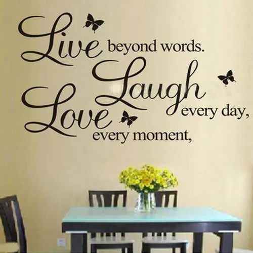 Hot DIY PVC Letters LIVE LAUGH LOVE Room Mural Wall Art Sticker Decal Home Decor FFY