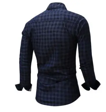 بأكمام طويلة الذكور الدنيم منقوشة قمصان كبيرة الحجم الربيع الخريف فضفاض قميص أوروبا حجم رجل العلامة التجارية الملابس Fredd مارشال J2480