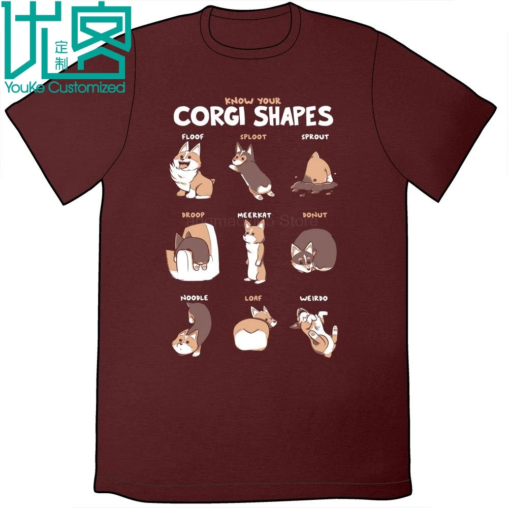 

Know Your Corgi Shapes Shirts and Posters Genuine men's T-shirt cotton jersey Men's Cool Short-Sleeve T-Shirt
