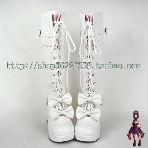 

Sweet lolita Princess cos shoes Thick heel lolita dress boots bow princess boots white cosplay boots