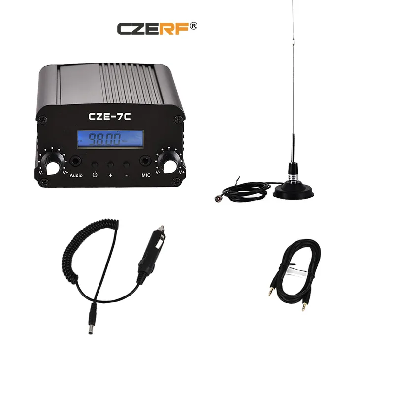

CZERF CZE-7C 1W/7W Wireless PLL Stereo FM Transmitter with Car antenna Center Frequency 98MHz