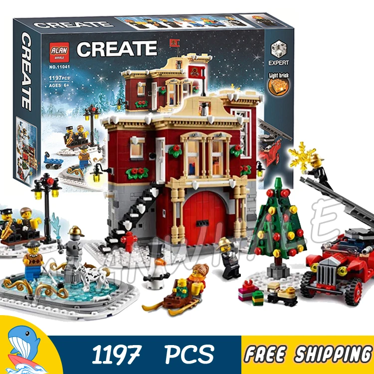 

1197pcs New Holiday Winter Village Fire Station 11041 DIY Model Building Kit Blocks Gifts Toys Bricks Compatible With Lego