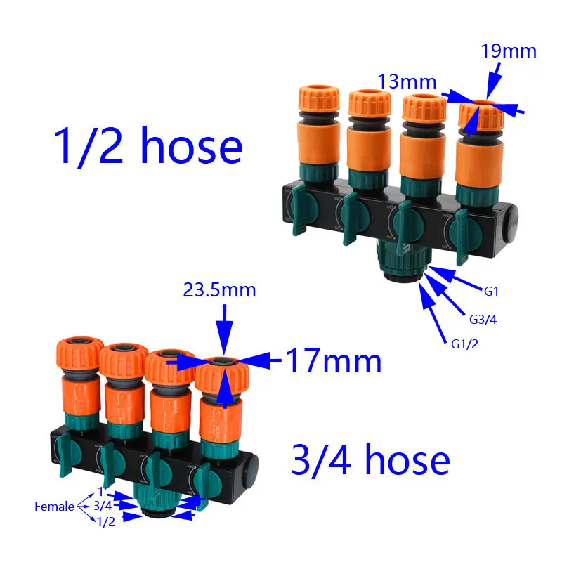 4 способа полива кран 3/4 1/2 водопроводная труба 4 пути разветвитель садовый кран шланги трубы разветвители садовый шланг Быстрый разъем 1 шт