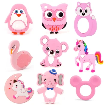 

TYRY.HU 1pc Baby Teething Toys Cartoon Animal Koala Owl Elephant Silicone Teether Pendant Necklace Accessories Infant Chew Toys