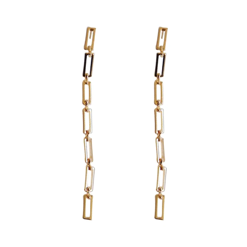 

Metal popular geometric female earrings oblong links long female Earrings