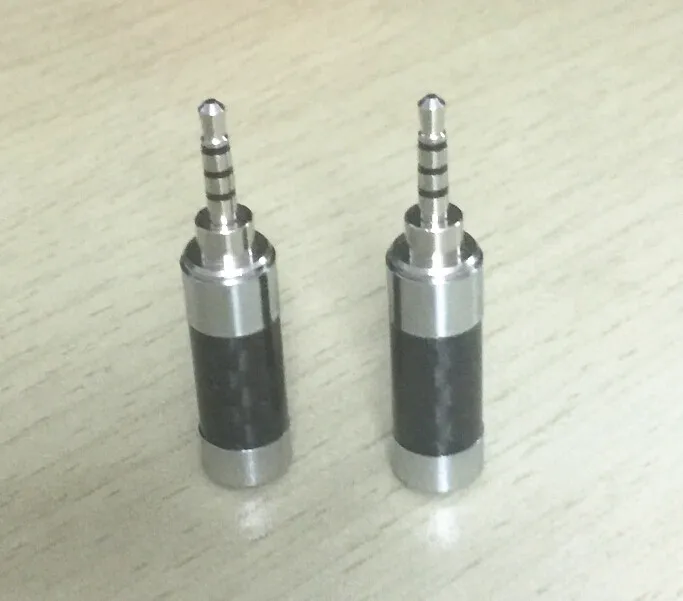 2 5mm 4 Pole Male rhodium plated Plug DIY headphone adapter Straight Audio Connector 6mm or 4mm tail hole 100pcs