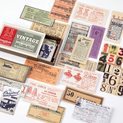 

60pcs/pack Vintage Digital ticket Decorative Sticker DIY Scrapbooking Planner diary album Stickers escolar
