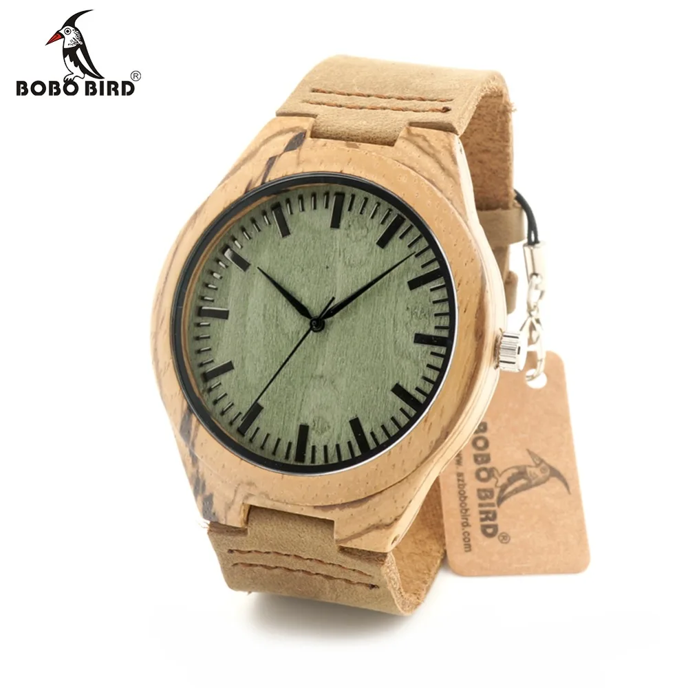 BOBO BIRD Wooden Watch With Leather Bracelet and Japanese Quartz Movement Business Quartz Watch For Women
