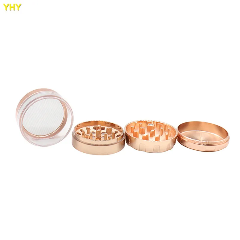 4 Layer Rose Gold Aluminum Herbal Herb Tobacco Grinder Smoke Grinders Metal Grinder for Weed Smoking Accessories04