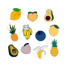 Broches de dessin animé pour enfants, broches de Fruits, pêche, citron, banane, myrtille, avocat, Badges à boutons Kawaii, vestes, épingle à revers en émail, bijoux pour enfants