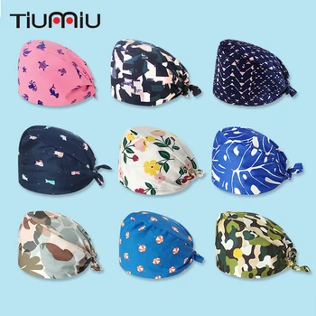 

Medical Surgical Surgery Hat Nurse Doctor Printing Cotton Cap with Sweatband Men Women Pet Dentist Beauty Work Cap 17 Colors
