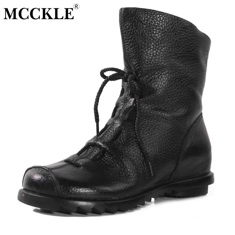 MCCKLE 2017 Women Fashion Vintage Genuine Leather Shoes Female Spring Autumn Platform Ankle Boots Woman Lace Up Casual Boots MCCKLE 2017 Women Fashion Vintage Genuine Leather Shoes Female Spring Autumn Platform Ankle Boots Woman Lace Up Casual Boots